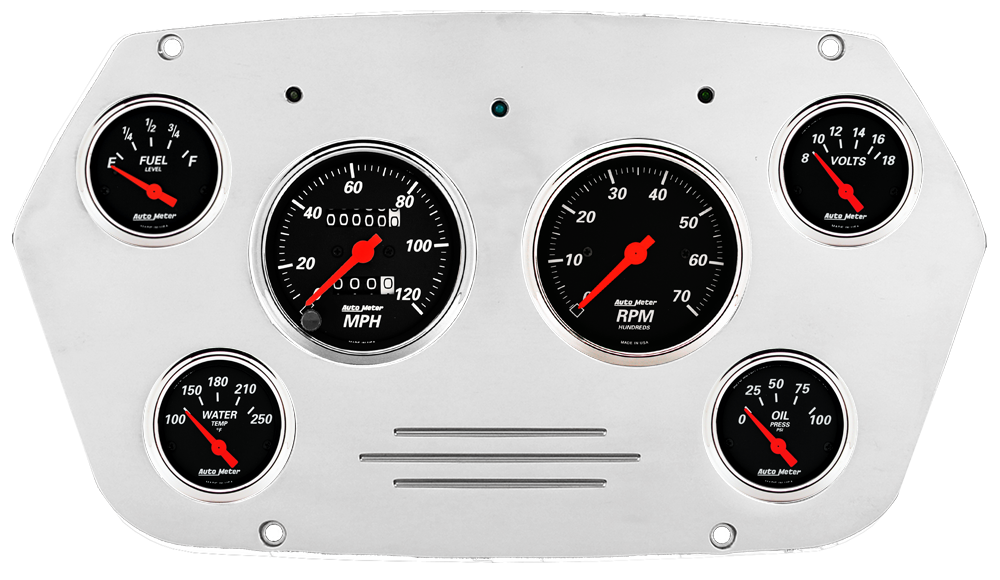 1959-1960 Dodge Truck Aluminum 6 Gauge Panel w/ Auto Meter Street Rod series gauges - Image 2