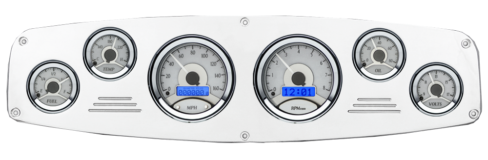1961-1968 Dodge Truck Aluminum Gauge Panel w/ Dakota Digital VHX Silver Alloy Gauges