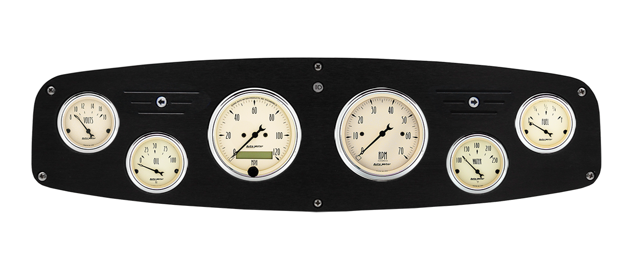 1961-1968 Dodge Truck Aluminum Gauge Panel w/ AutoMeter Antique Beige Gauges