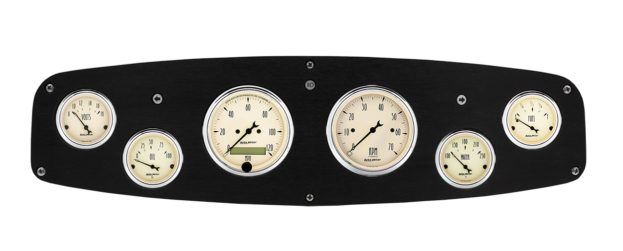1961-1968 Dodge Truck Aluminum Gauge Panel w/ AutoMeter Antique Beige Gauges - Image 3