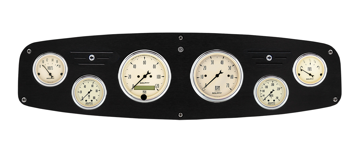 1961-1968 Dodge Truck Aluminum Gauge Panel w/ AutoMeter Antique Beige Gauges - Image 2