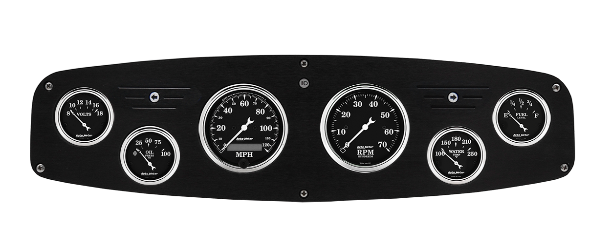 1961-1968 Dodge Truck Aluminum Gauge Panel w/ Auto Meter Old Tyme Black Gauges