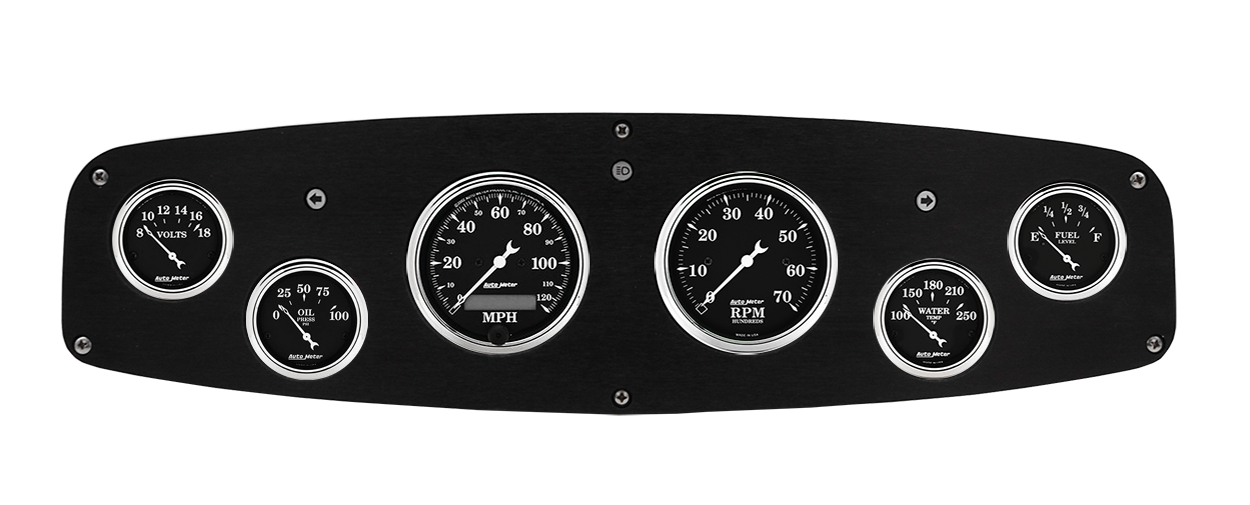 1961-1968 Dodge Truck Aluminum Gauge Panel w/ Auto Meter Old Tyme Black Gauges - Image 3