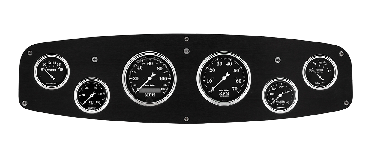 1961-1968 Dodge Truck Aluminum Gauge Panel w/ Auto Meter Old Tyme Black Gauges - Image 4