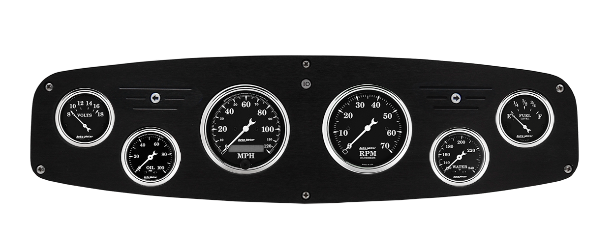 1961-1968 Dodge Truck Aluminum Gauge Panel w/ Auto Meter Old Tyme Black Gauges - Image 2