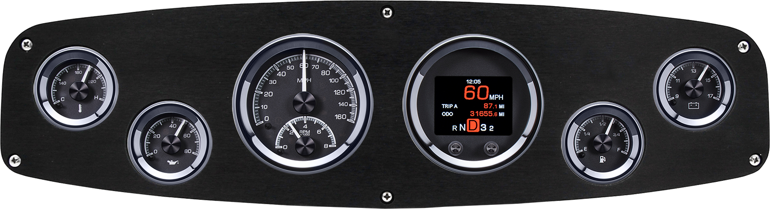 1961-1968 Dodge Truck Aluminum Gauge Panel w/ Dakota Digital HDX Black Alloy Gauges