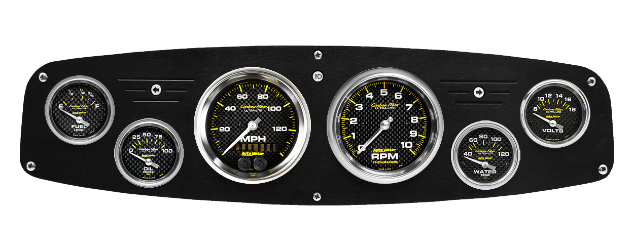 1961-1968 Dodge Truck Aluminum Gauge Panel w/ AutoMeter Carbon Fiber Gauges - Image 3