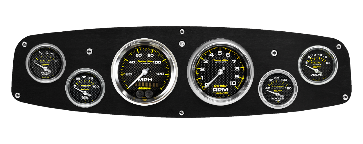 1961-1968 Dodge Truck Aluminum Gauge Panel w/ AutoMeter Carbon Fiber Gauges - Image 4
