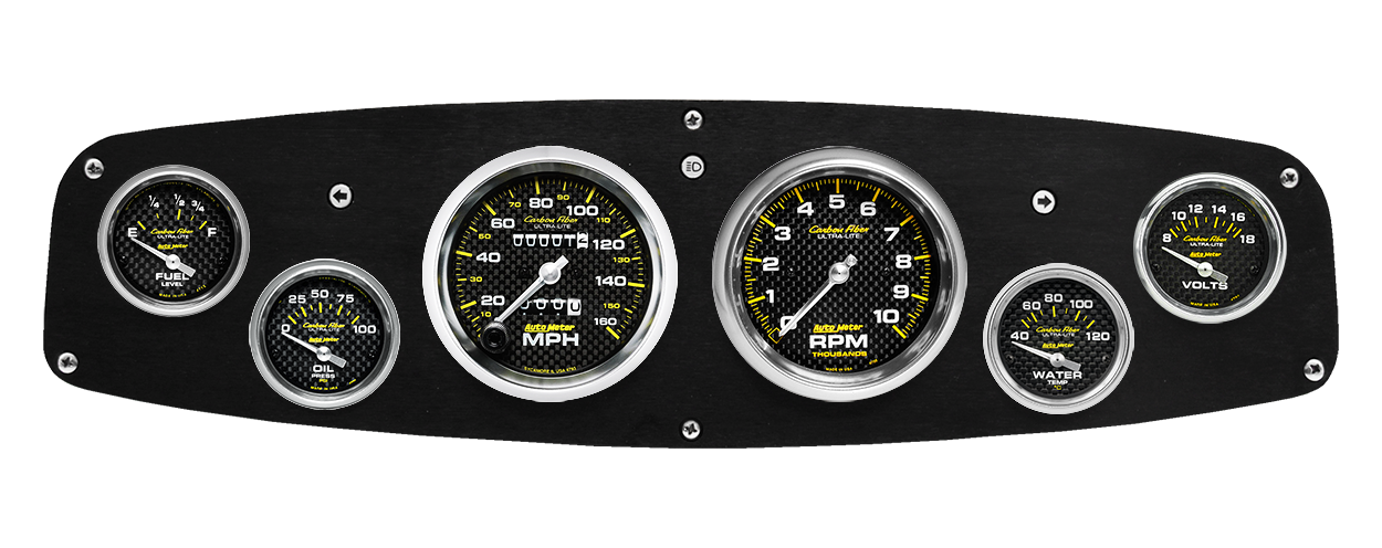 1961-1968 Dodge Truck Aluminum Gauge Panel w/ AutoMeter Carbon Fiber Gauges - Image 2