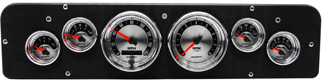 1969-1971 Dodge Truck Aluminum Dash Insert w/ Auto Meter American Muscle Gauges (8mm LEDs)