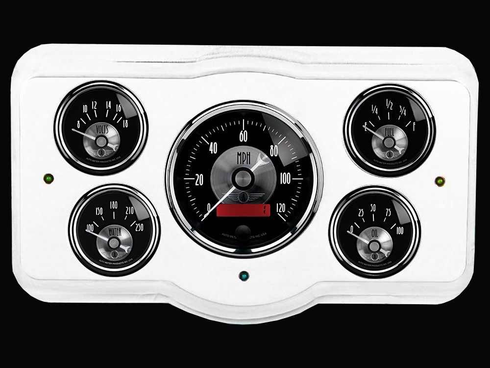 1936 Dodge Car Billet Aluminum 5 Gauge Panel w/ Auto Meter Prestige Series
