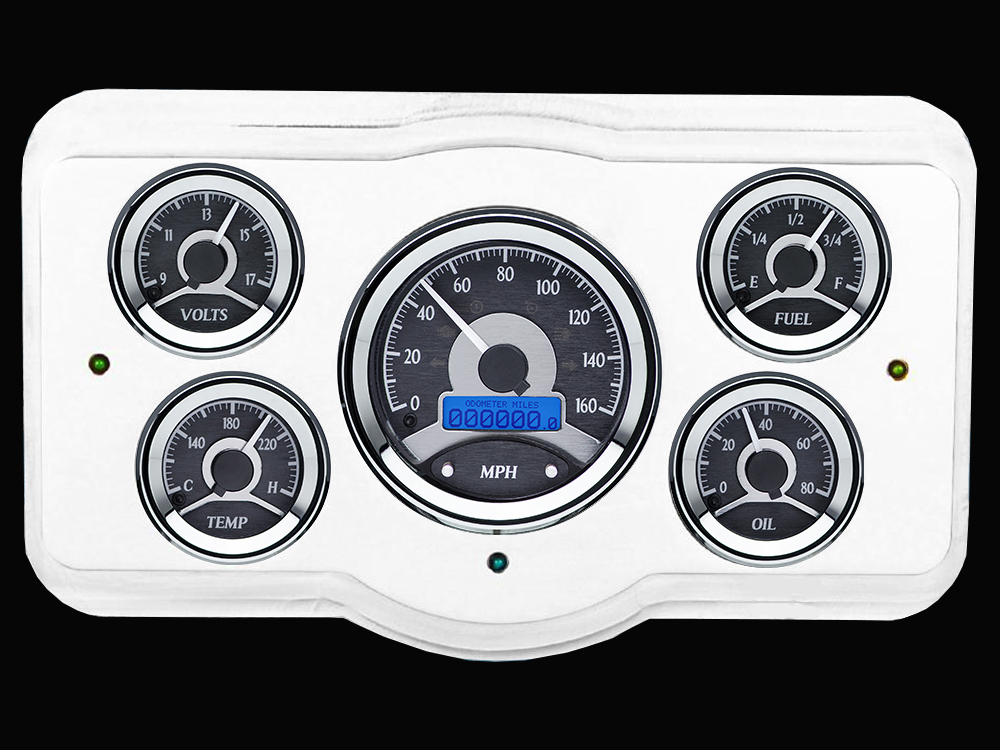 1936 Dodge Car Billet Aluminum Gauge Panel w/ Dakota Digital VHX-1050 Black Alloy Gauges