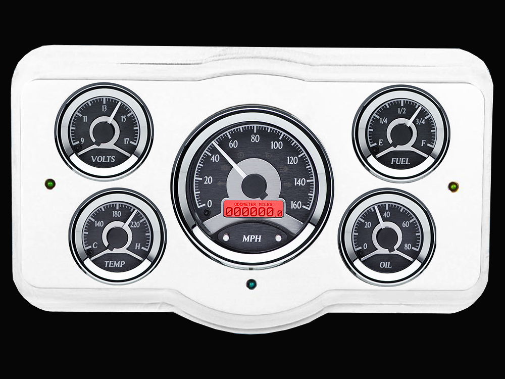 1936 Dodge Car Billet Aluminum Gauge Panel w/ Dakota Digital VHX-1050 Black Alloy Gauges - Image 2