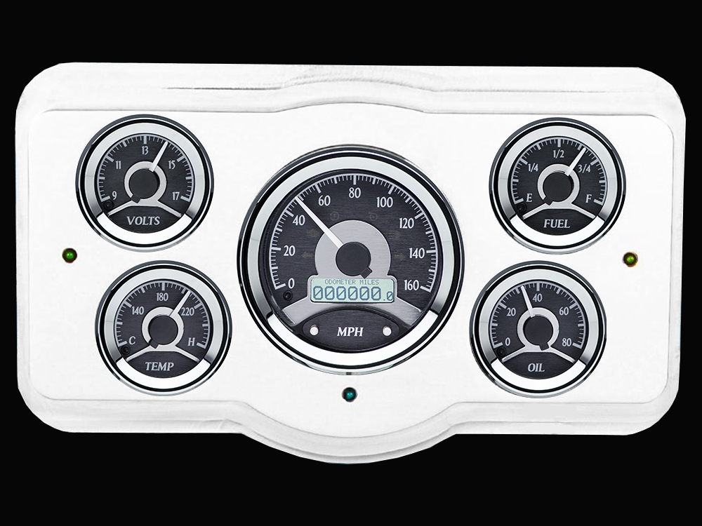 1936 Dodge Car Billet Aluminum Gauge Panel w/ Dakota Digital VHX-1050 Black Alloy Gauges - Image 3