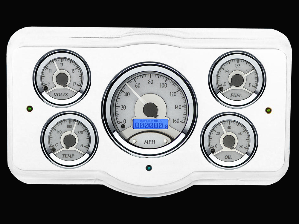 1936 Dodge Car Billet Aluminum Gauge Panel w/ Dakota Digital VHX-1050 Silver Alloy Gauges - Image 2