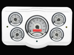 1936 Dodge Car Billet Aluminum Gauge Panel w/ Dakota Digital VHX-1050 Silver Alloy Gauges