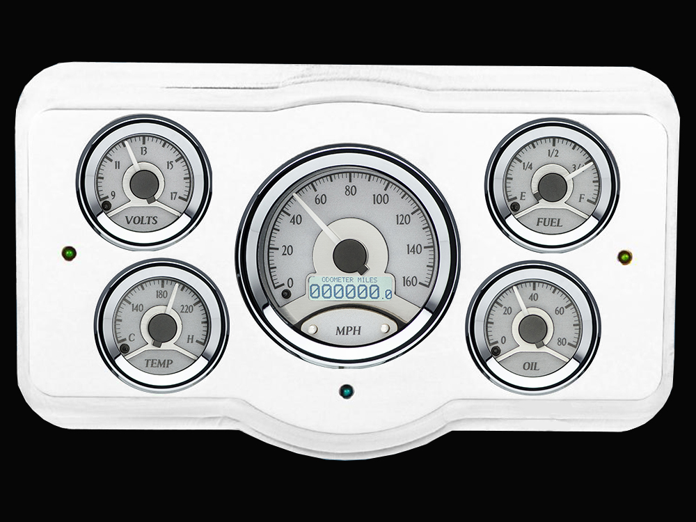 1936 Dodge Car Billet Aluminum Gauge Panel w/ Dakota Digital VHX-1050 Silver Alloy Gauges - Image 3