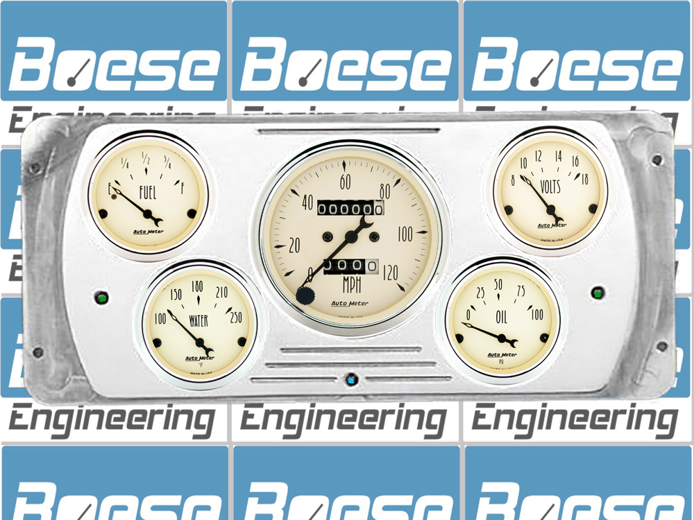 1937 Dodge Car Billet Aluminum Gauge Panel w/ Auto Meter Street Rod series gauges