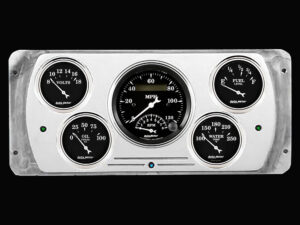 1937 Dodge Car Billet Aluminum Gauge Panel w Auto Meter Street Rod Series Gauges (Speedo/Tach)
