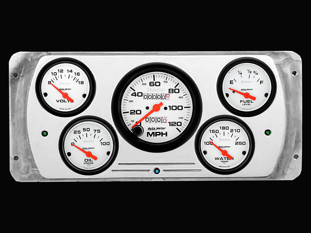 1937 Dodge Car Billet Aluminum Gauge Panel w/ Auto Meter Phantom gauges