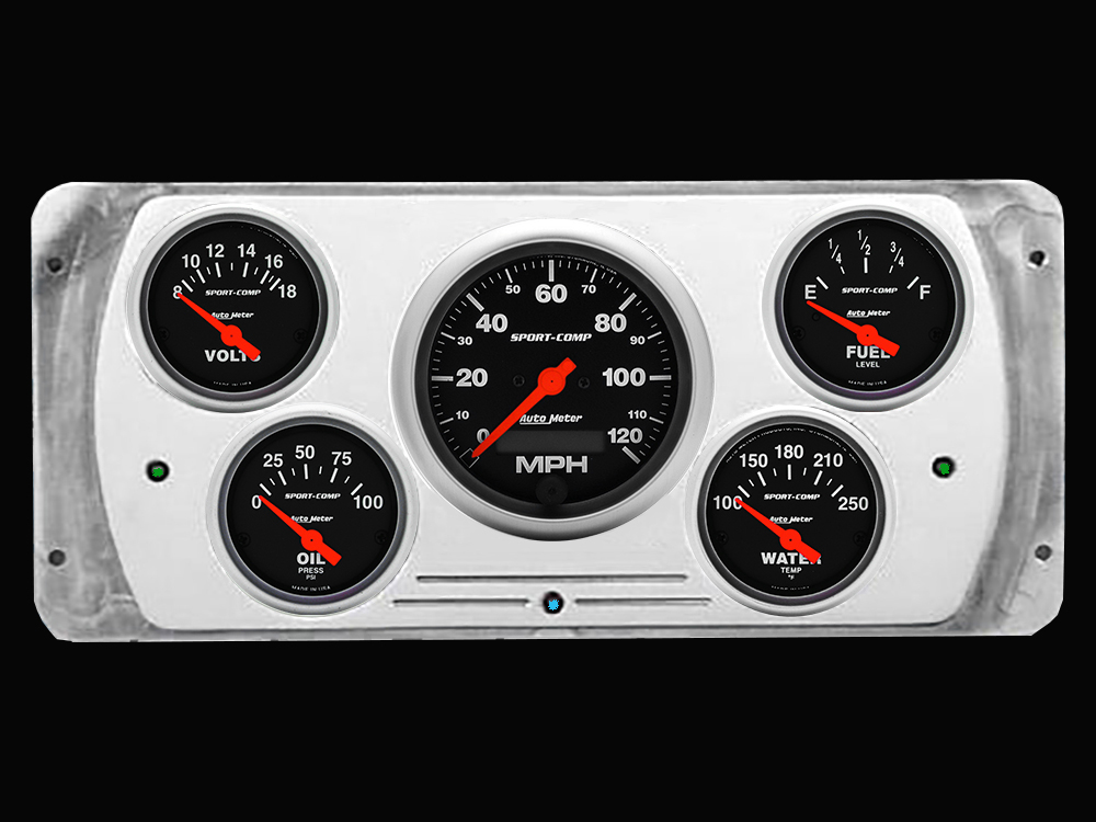 1937 Dodge Car Billet Aluminum Gauge Panel w/ Sport-Comp gauges