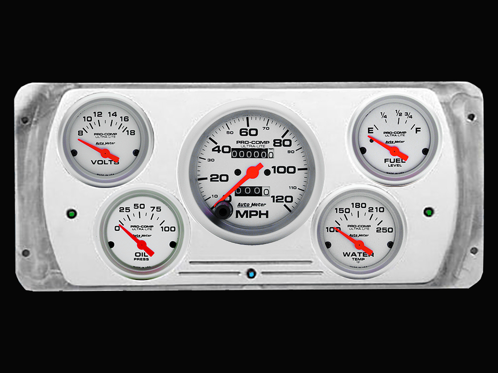 1937 Dodge Car Billet Aluminum Gauge Panel w/ Ultra-Lite gauges