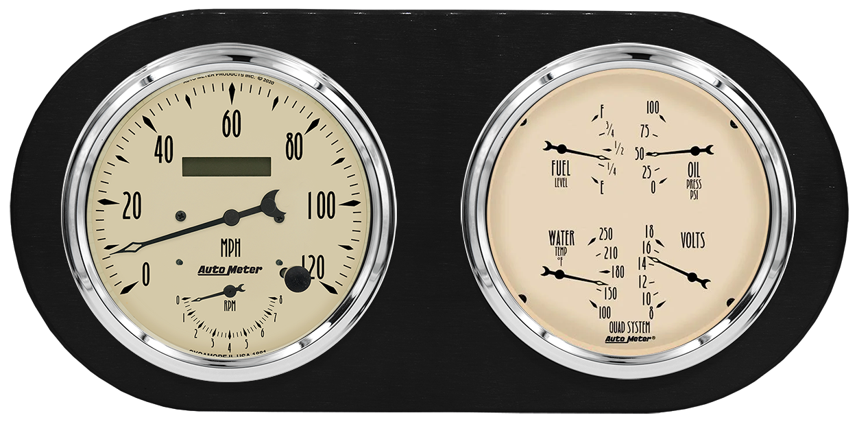 1938 Dodge Car Aluminum Gauge Panel AutoMeter Street Rod Series Gauges (Speedo/Tach) - Image 3