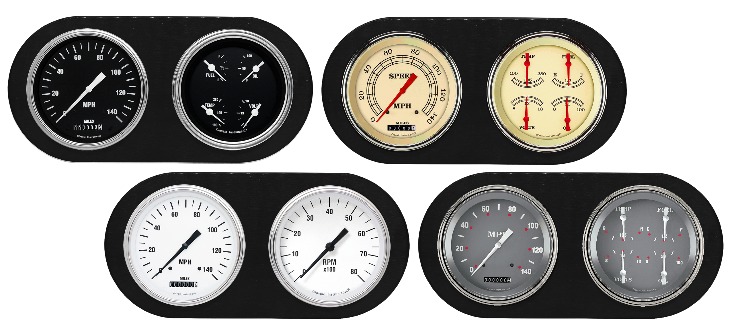 1938 Dodge Car Aluminum Gauge Panel w/ Classic Instruments Gauges