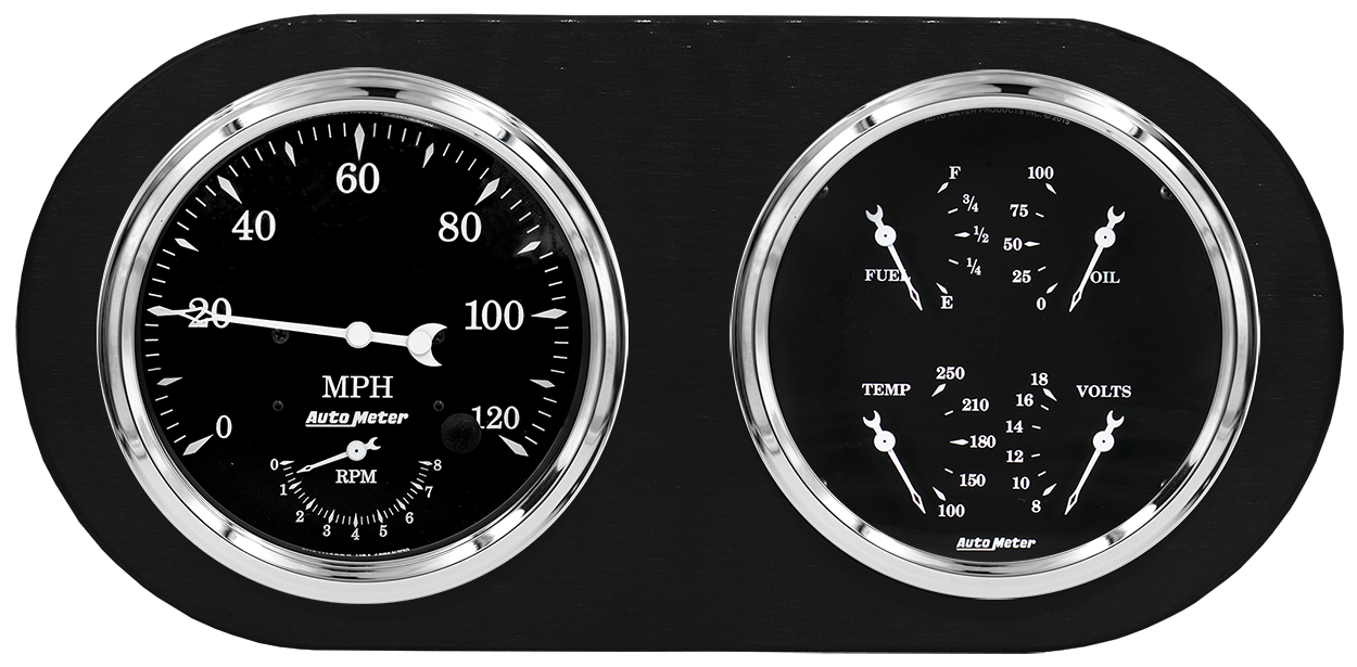 1938 Dodge Car Aluminum Gauge Panel AutoMeter Street Rod Series Gauges (Speedo/Tach) - Image 2