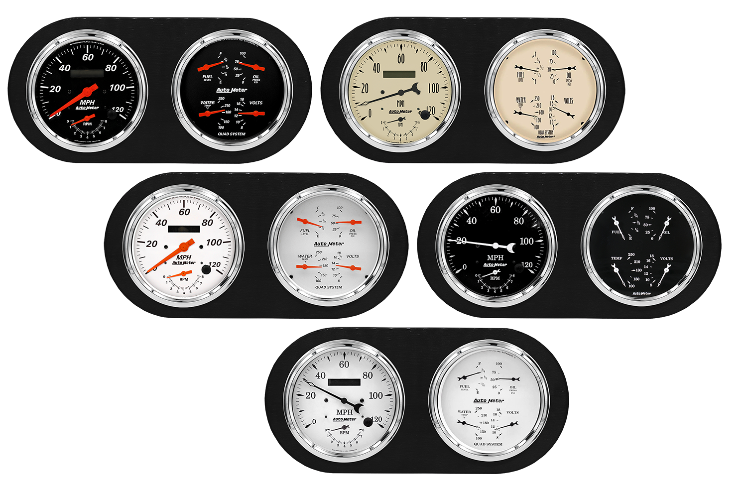 1938 Dodge Car Aluminum Gauge Panel AutoMeter Street Rod Series Gauges (Speedo/Tach)