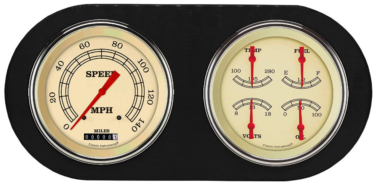 1938 Dodge Car Aluminum Gauge Panel w/ Classic Instruments Gauges - Image 3