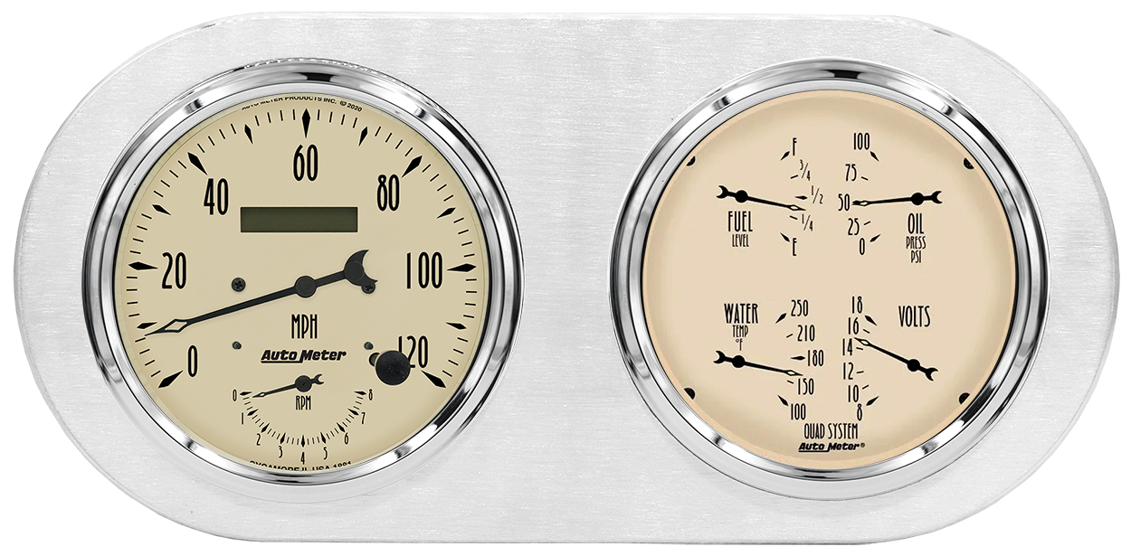 1938 Dodge Car Aluminum Gauge Panel AutoMeter Street Rod Series Gauges (Speedo/Tach) - Image 9