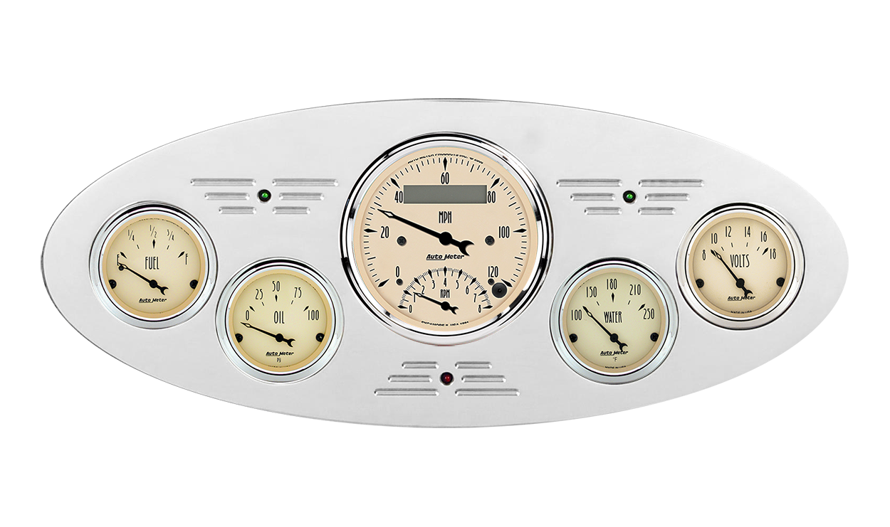 1933-1934 Plymouth Billet Aluminum Gauge Panel w/ Auto Meter Street Rod Series Gauges (Speedo/Tach) - Image 6