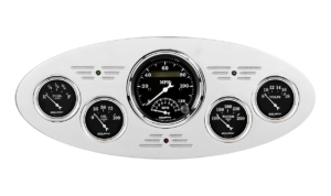 1933-1934 Plymouth Billet Aluminum Gauge Panel w/ Auto Meter Street Rod Series Gauges (Speedo/Tach)