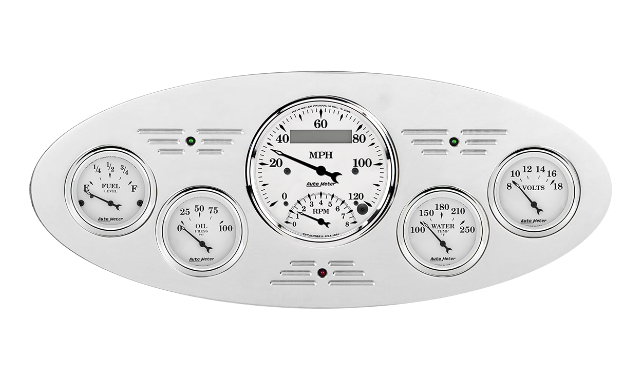 1933-1934 Plymouth Billet Aluminum Gauge Panel w/ Auto Meter Street Rod Series Gauges (Speedo/Tach) - Image 3