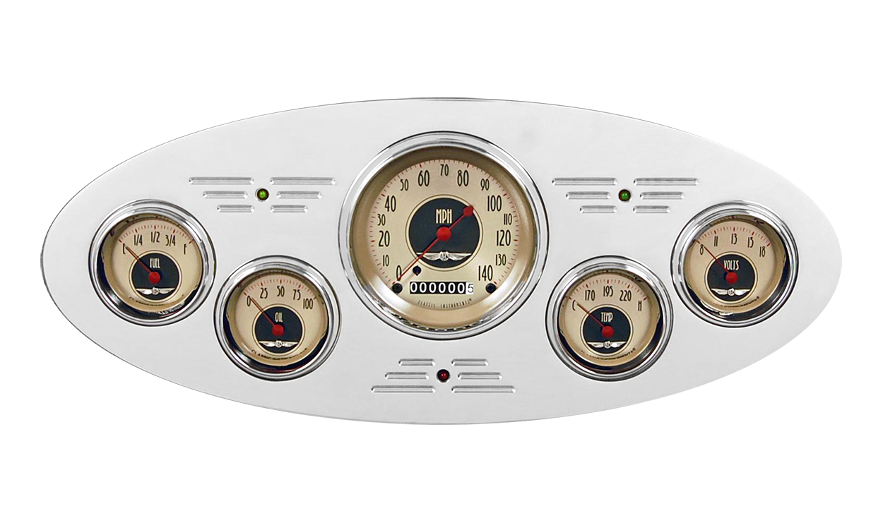 1933-1934 Plymouth Aluminum Gauge Panel w/ Classic Instruments All American Nickel Gauges