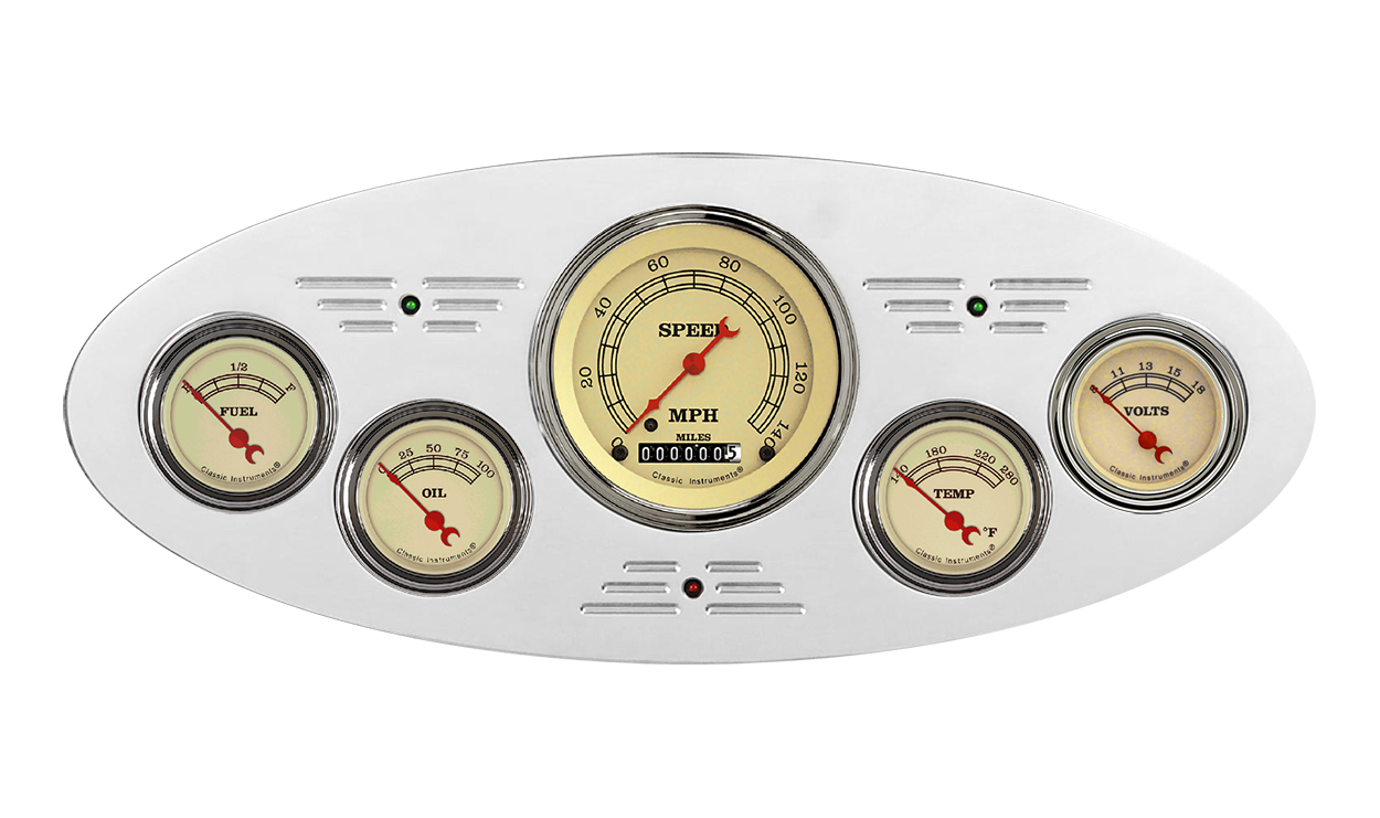 1933-1934 Plymouth Aluminum Gauge Panel w/ Classic Instruments Gauges