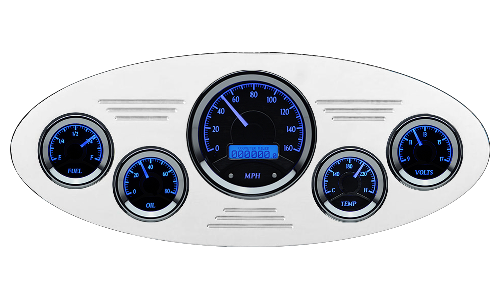 1933-1934 Plymouth Billet Aluminum Gauge Panel w/ Dakota Digital VHX-1050 Black Alloy Gauges - Image 2