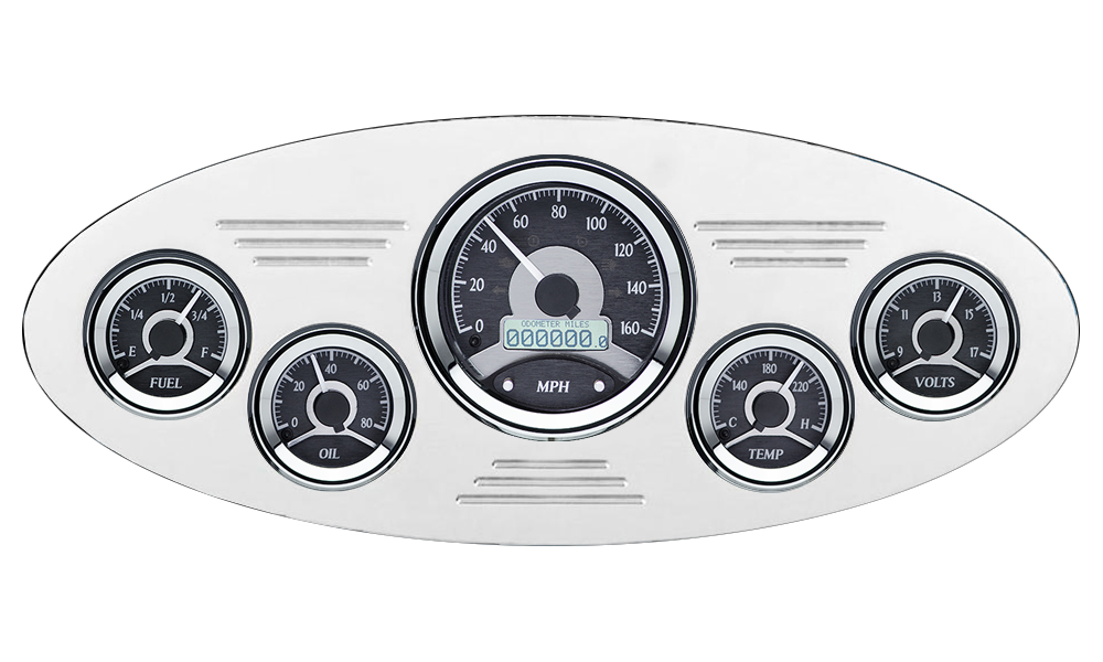 1933-1934 Plymouth Billet Aluminum Gauge Panel w/ Dakota Digital VHX-1050 Black Alloy Gauges - Image 4