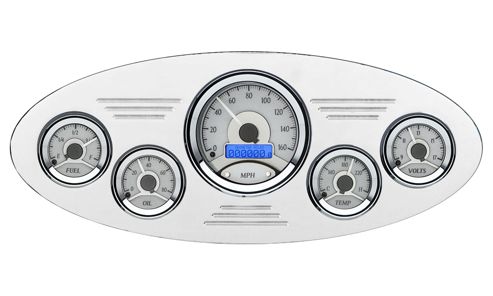 1933-1934 Plymouth Billet Aluminum Gauge Panel w/ Dakota Digital VHX-1050 Silver Alloy Gauges - Image 3