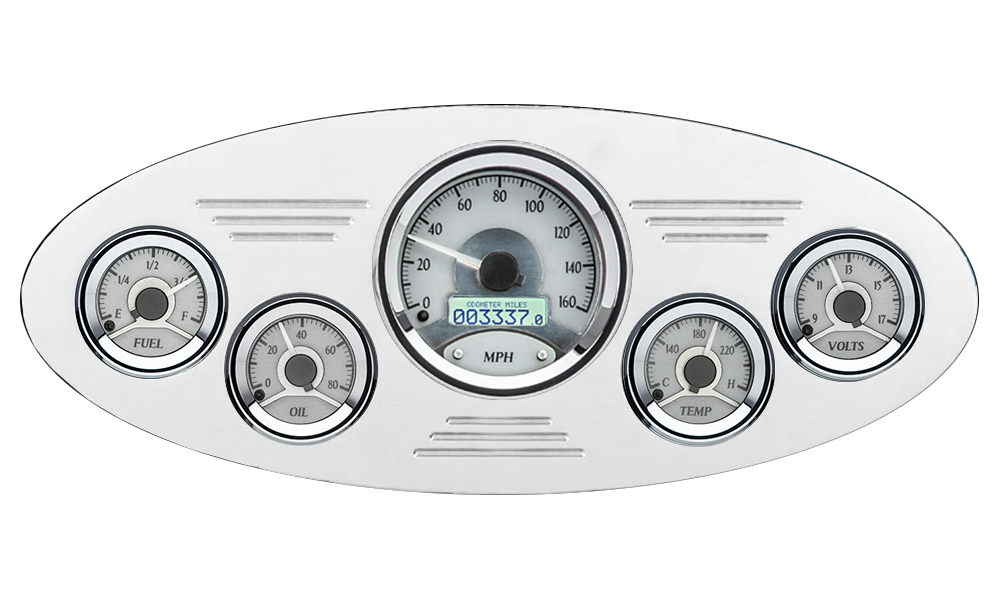 1933-1934 Plymouth Billet Aluminum Gauge Panel w/ Dakota Digital VHX-1050 Silver Alloy Gauges - Image 5
