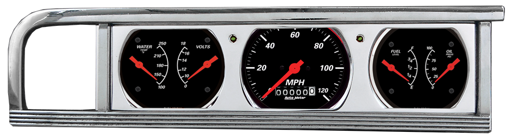 1946-1948 Plymouth 3 Gauge Panel w/ AutoMeter Street Rod Series Gauges - Image 3