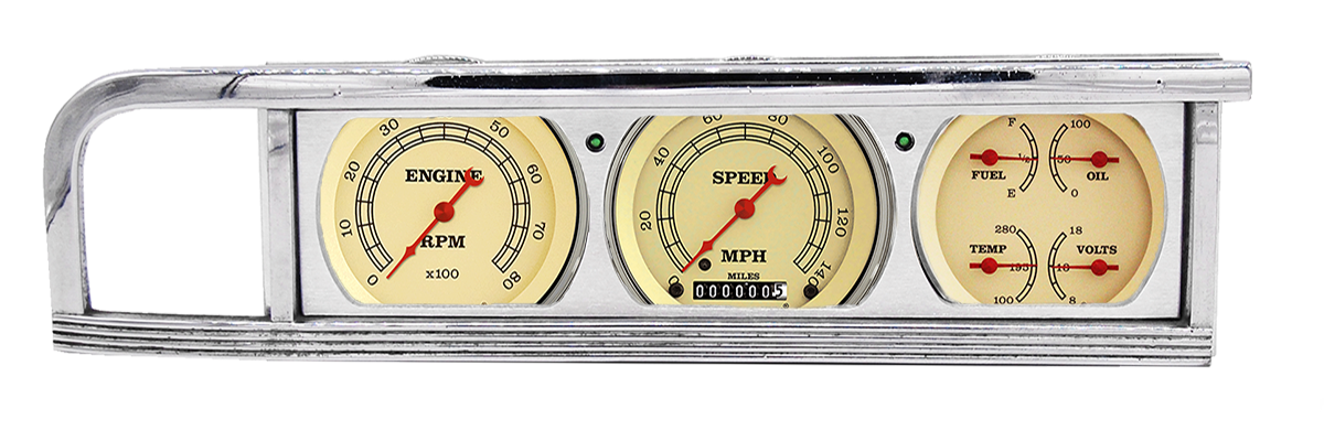 1946-1948 Plymouth Aluminum 3 Gauge Panel w/ Classic Instruments Gauges