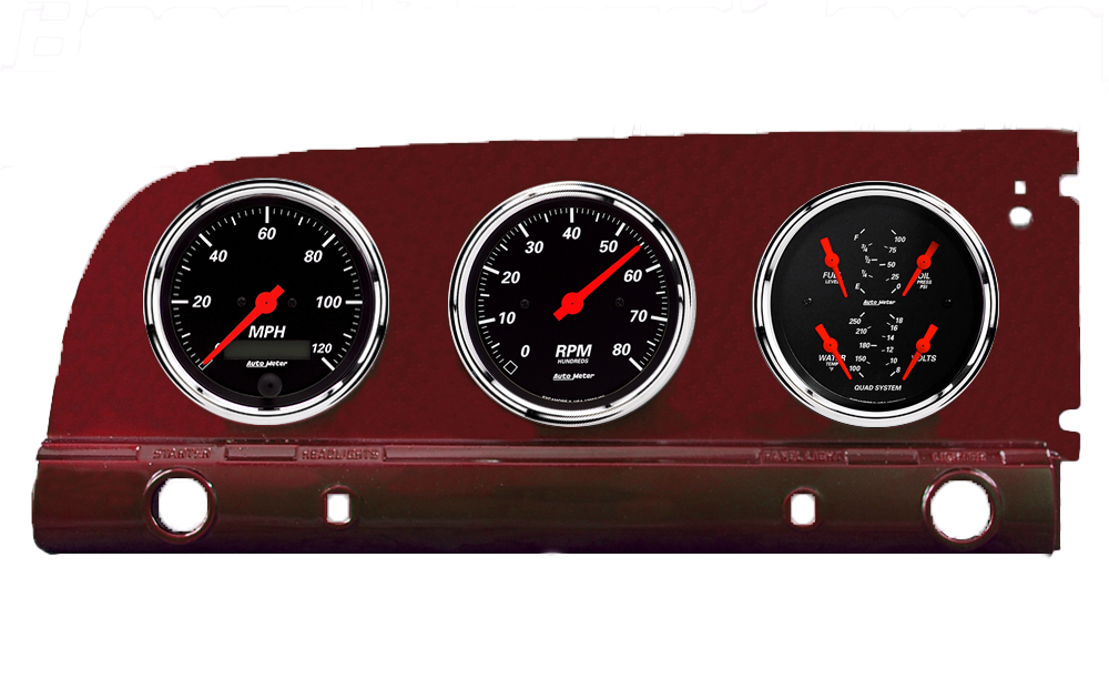 1949-1950 Plymouth Aluminum Adapter Rings w/ Auto Meter Street Rod Series Gauges - Image 5