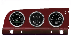 1949-1950 Plymouth Aluminum Adapter Rings w/ Auto Meter Street Rod Series Gauges