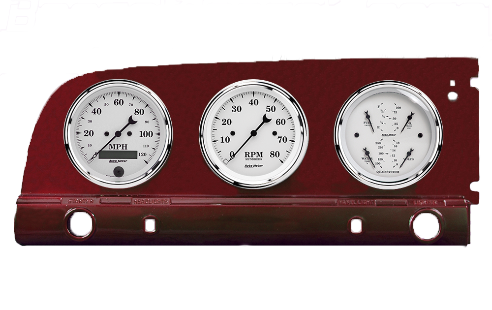 1949-1950 Plymouth Aluminum Adapter Rings w/ Auto Meter Street Rod Series Gauges - Image 7