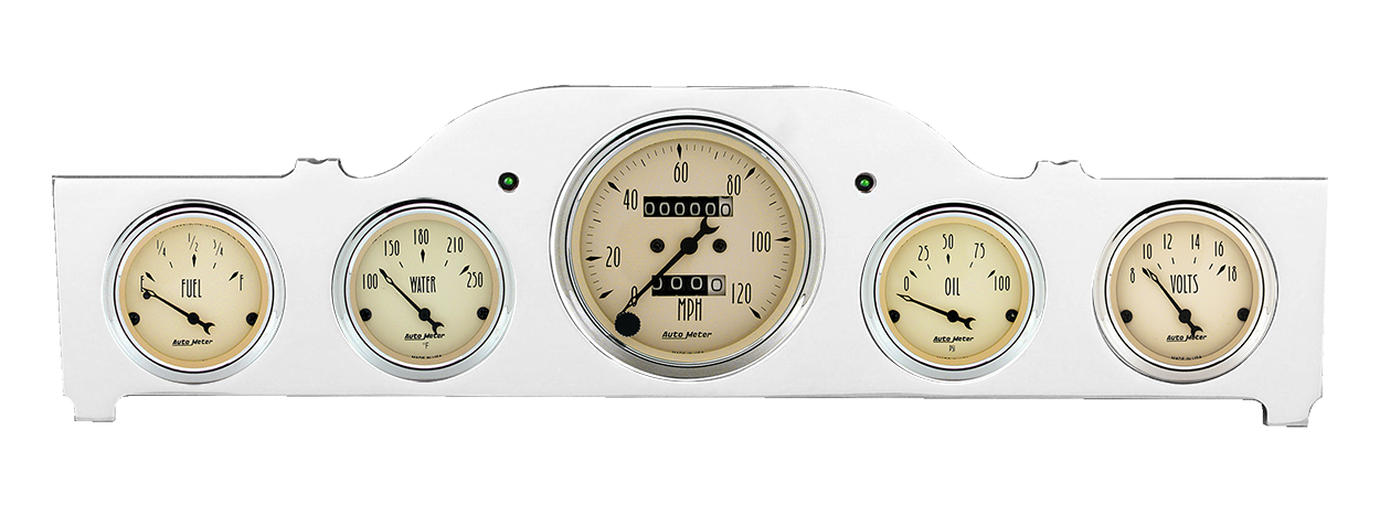 1951-1952 Plymouth Car Aluminum Gauge Panel w/ Auto Meter Antique Beige Gauges - Image 2