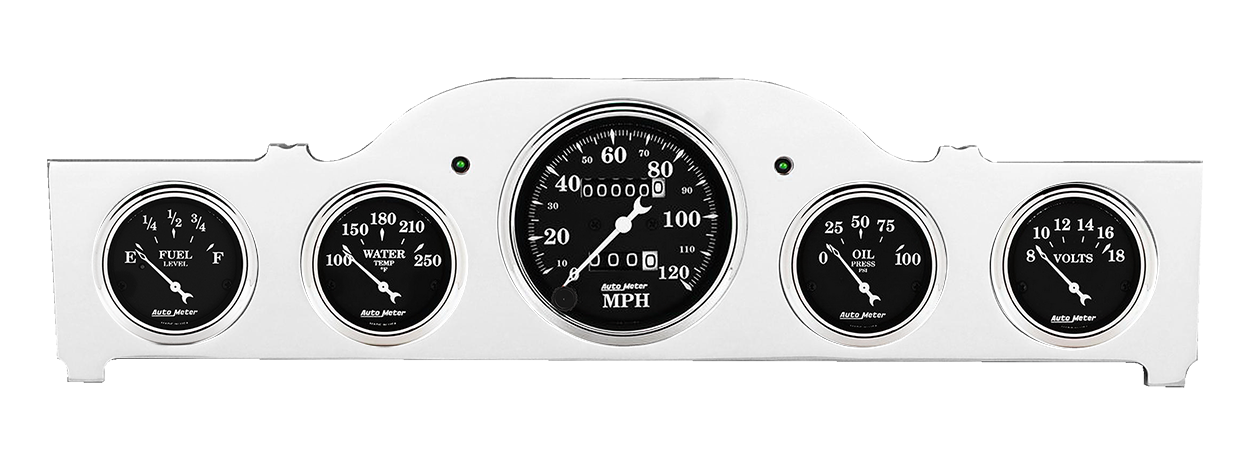 1951-1952 Plymouth Car Aluminum Gauge Panel w/ Auto Meter Old Tyme Black Gauges - Image 2
