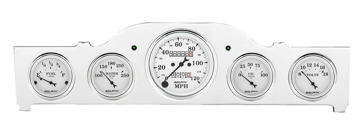 1951-1952 Plymouth Car Aluminum Gauge Panel w/ Auto Meter Old Tyme White Gauges - Image 2