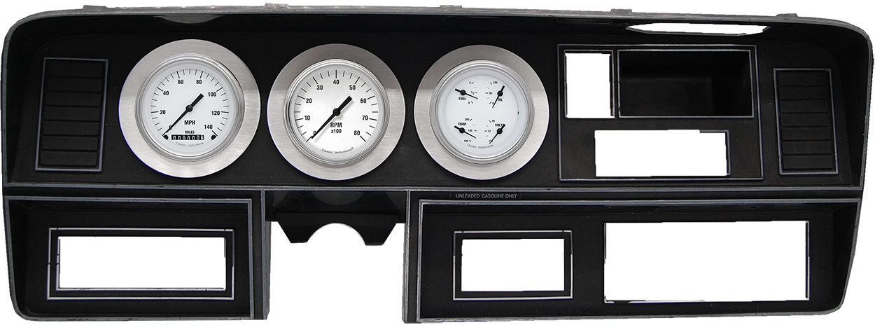 1981-1993 Dodge Ram Aluminum Adapter Rings w/ Classic Instruments White Hot Gauges